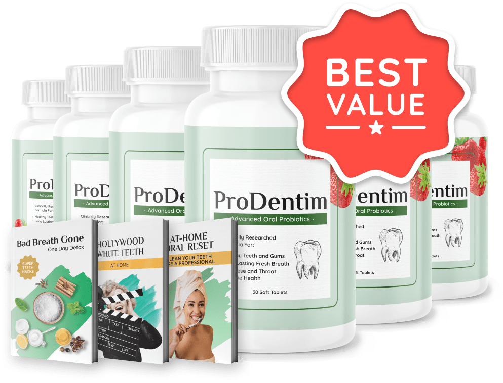 ProDentim pricing packages — 2, 3 and 6 bottle options